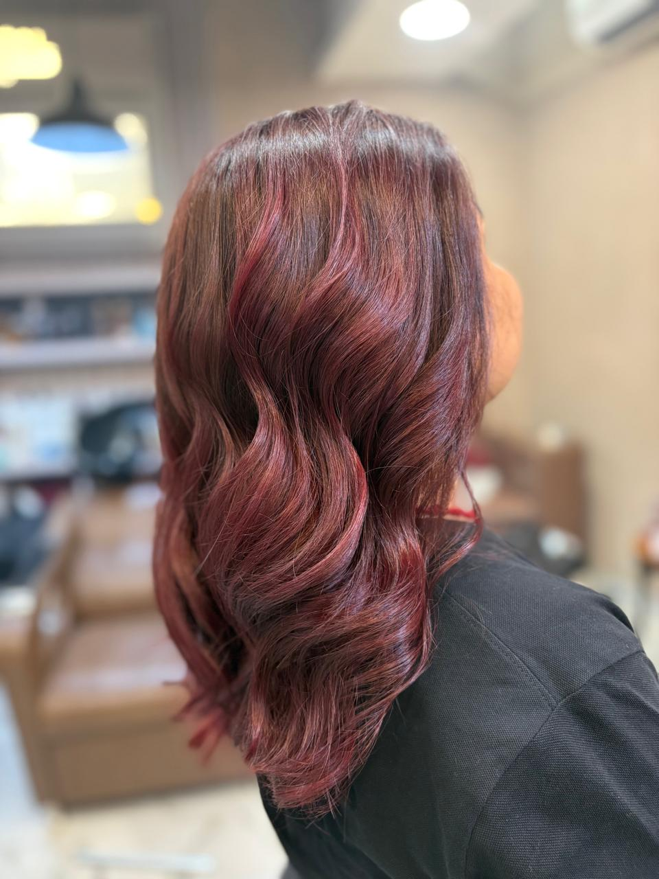 Cherry Red Waves by H S Hair Studio